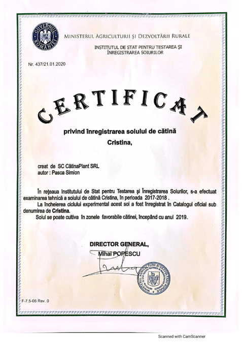 Soi Cristina Certificat
